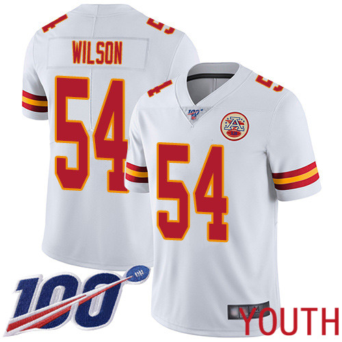 Youth Kansas City Chiefs #54 Wilson Damien White Vapor Untouchable Limited Player 100th Season Nike NFL Jersey